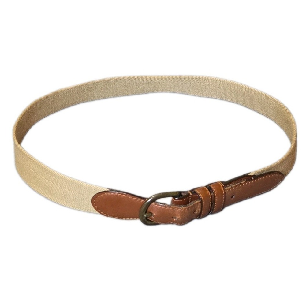 Orvis Canvas Leather Surcingle Belt Brown Brass Buckle Preppy Golf Mens SIZE 34